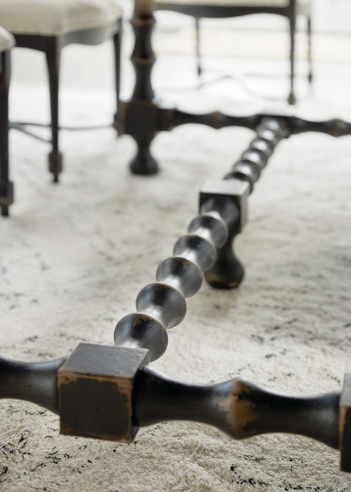 Ciao Bella 84in Trestle Table with 2-18in Leaves-Flaky White/Black