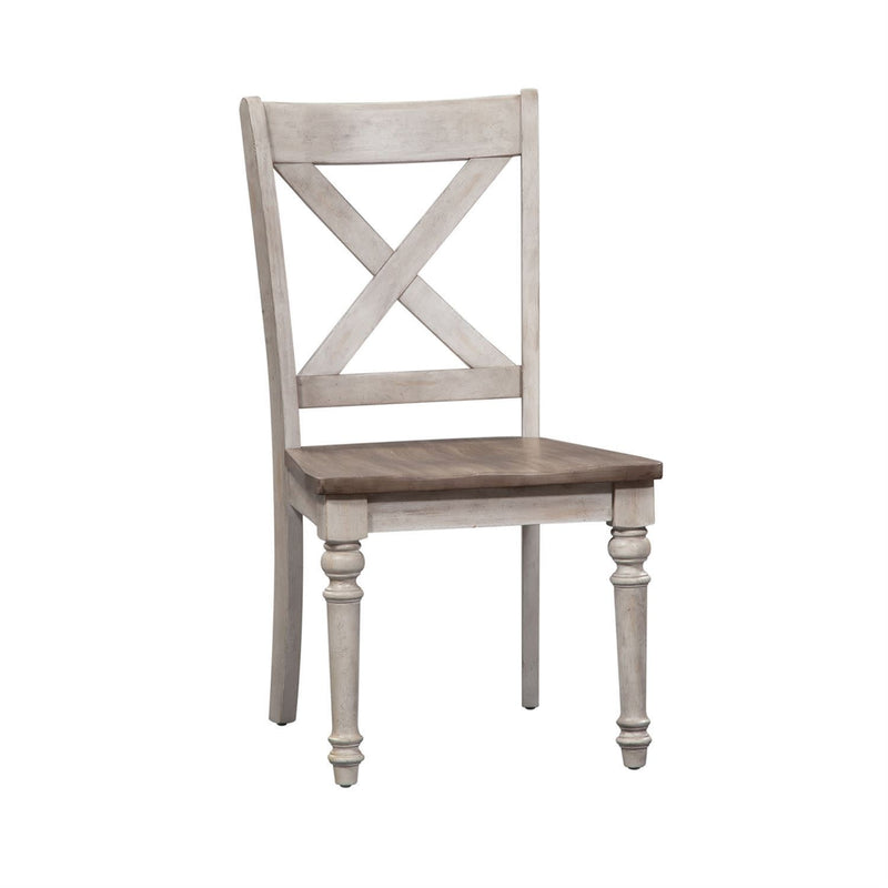 Cottage Lane X Back Wood Seat Side Chair