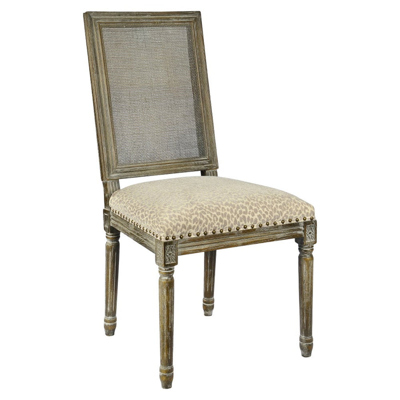 Square Maxwell Side Chair W/ Cane(Snow Leopard)