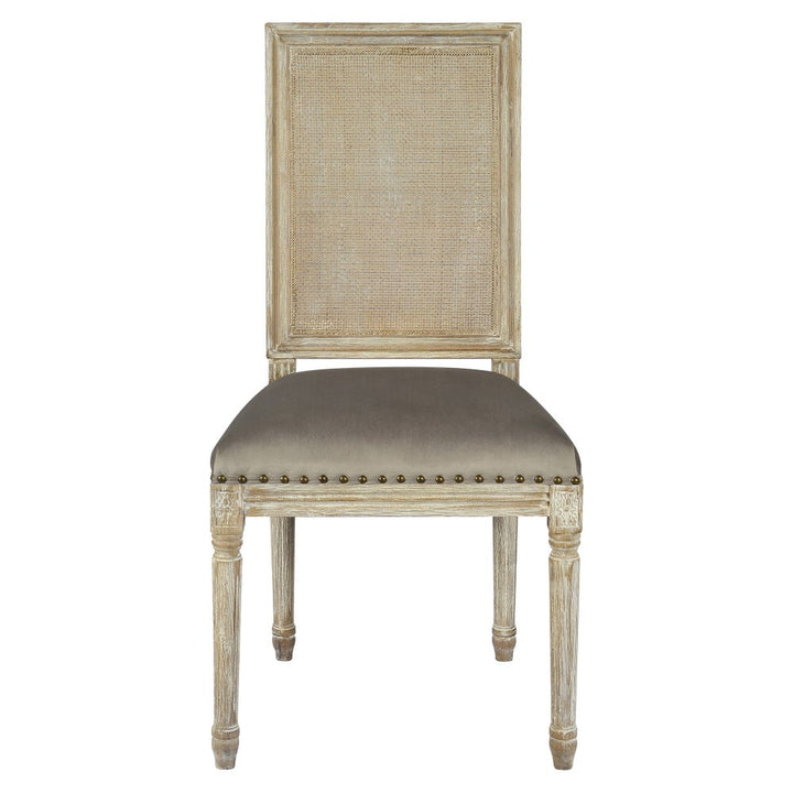 Square Maxwell Side Chair W/ Cane(Cottage White w/ Chantel Ash)