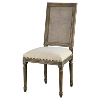 Square Maxwell Side Chair W/ Cane(French Linen)