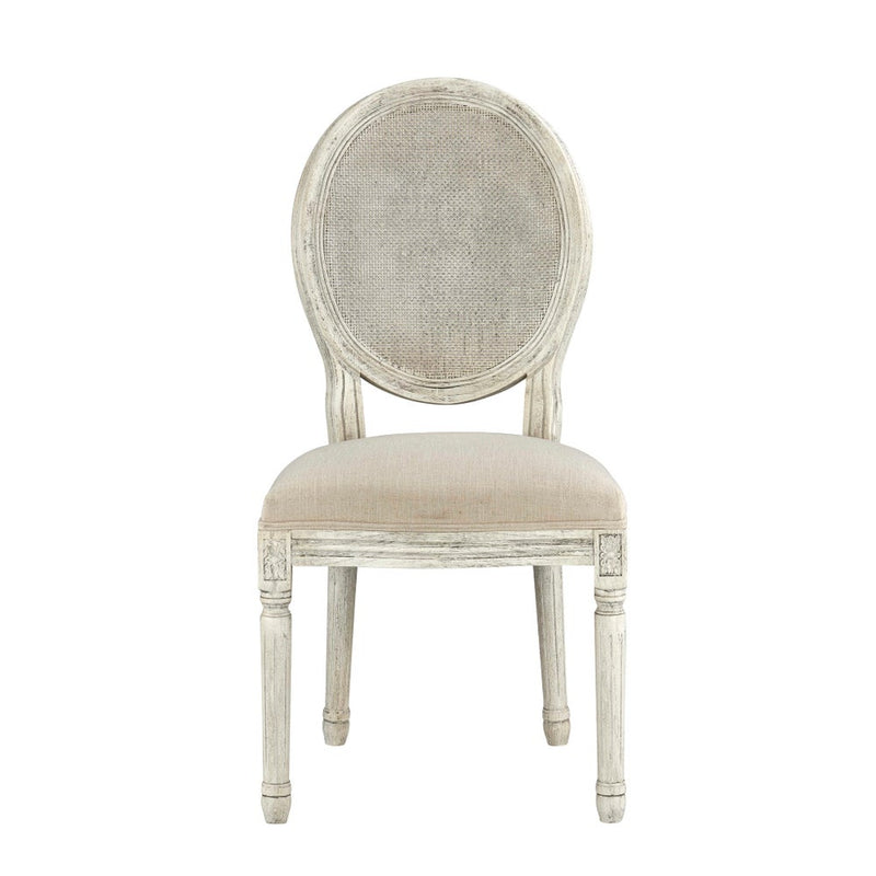Round Mesh Back Maxwell Cottage White Side Chair (Putty)