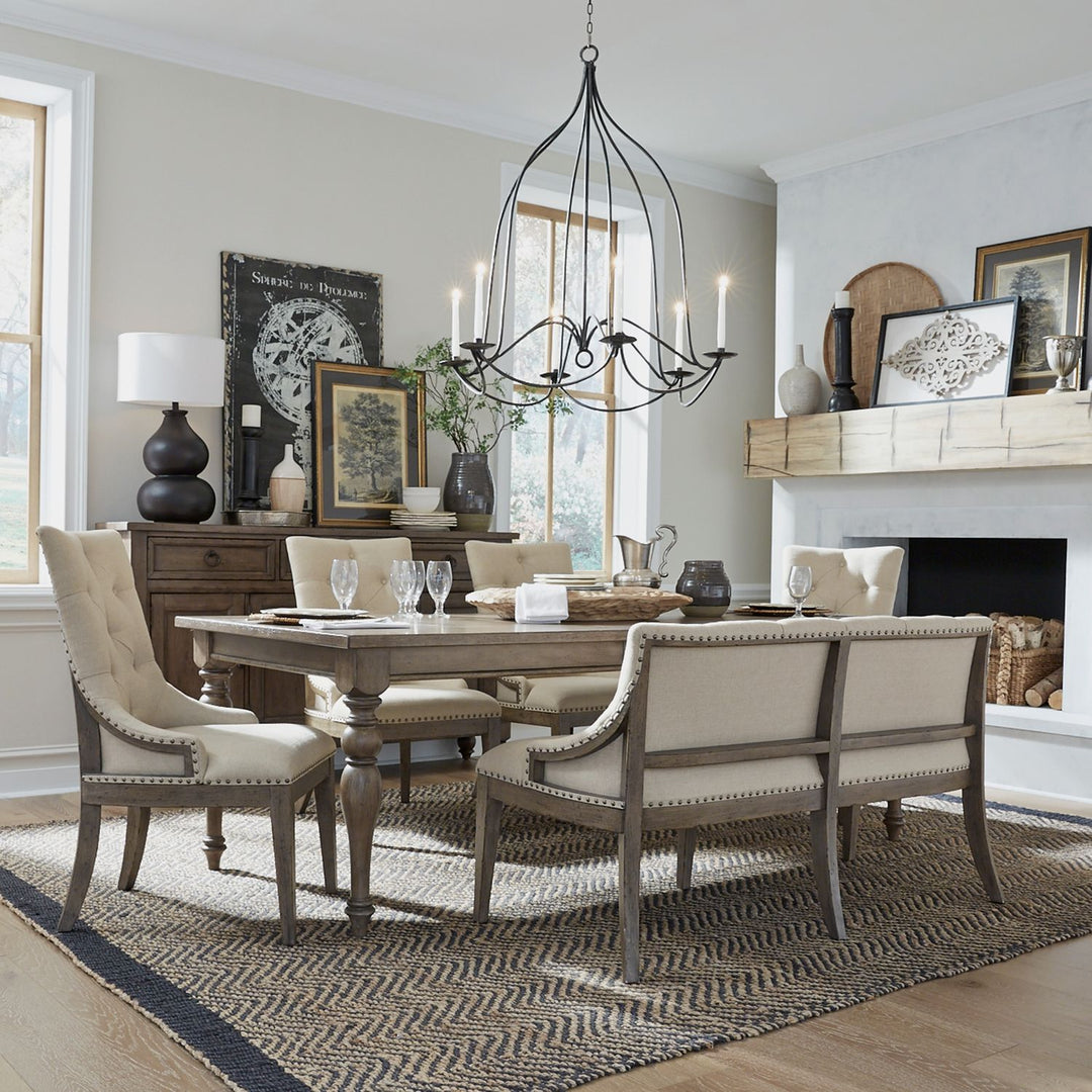 Americana Farmhouse 6 Piece Leg Table Set