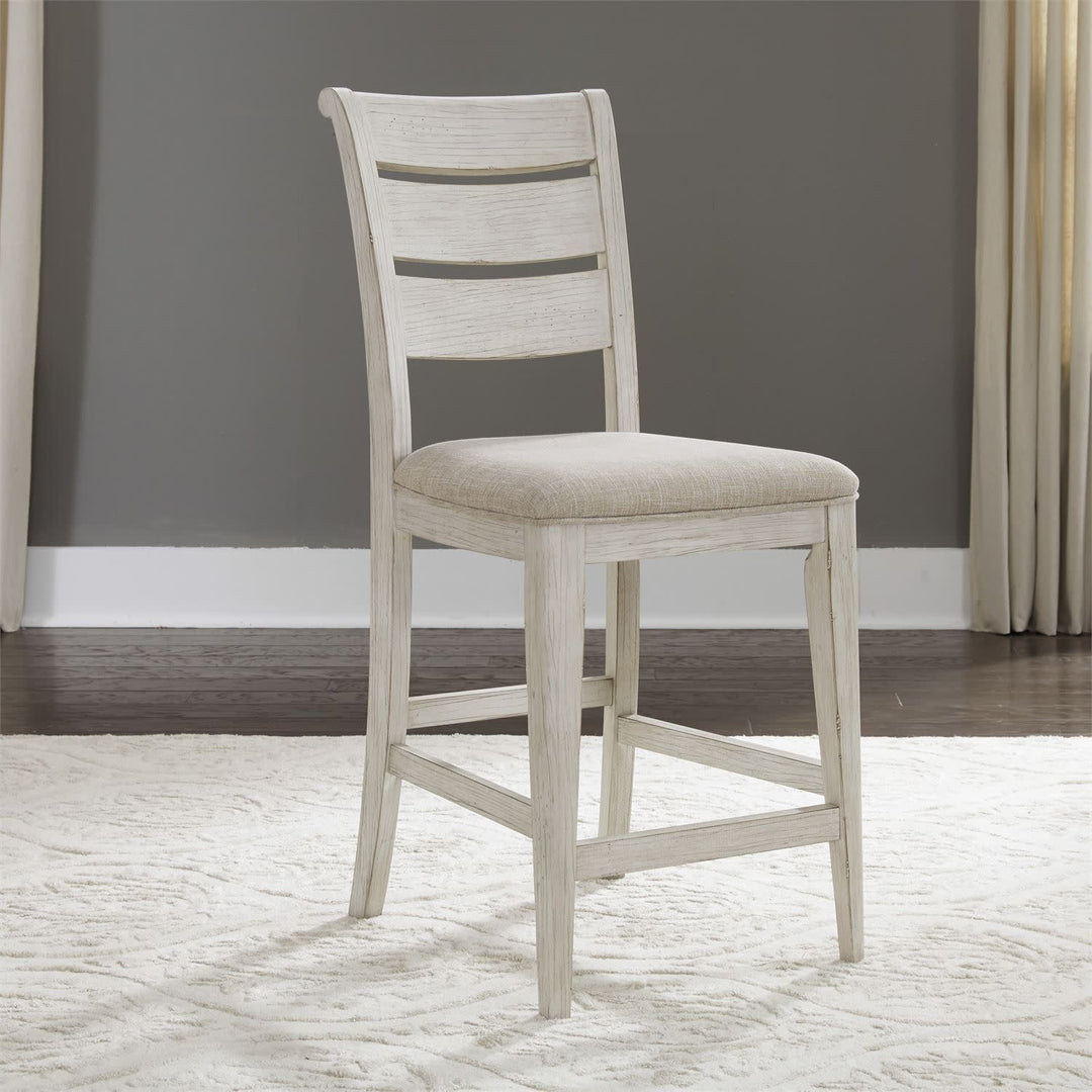 Farmhouse Reimagined Ladder Back Uph Counter Chair