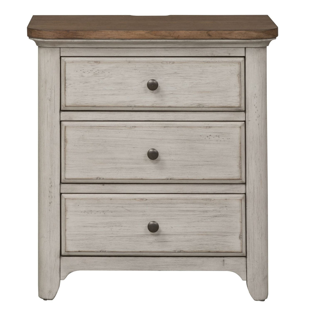 Farmhouse Reimagined 3 Drawer Night Stand w/ Charging Station