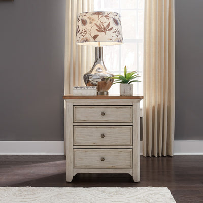 Farmhouse Reimagined 3 Drawer Night Stand w/ Charging Station