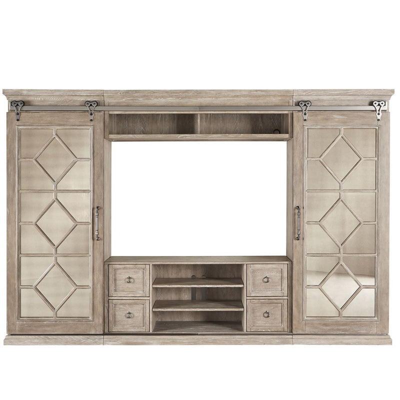 Mirrored Reflections Entertainment Center with Piers