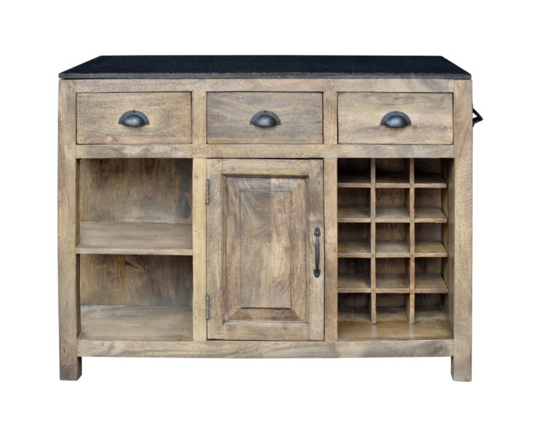 Wood and Granite Kitchen Island