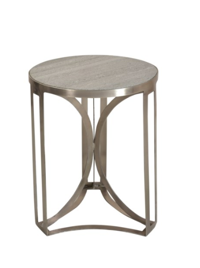 Antique Nickel and Grey Marble Accent Table