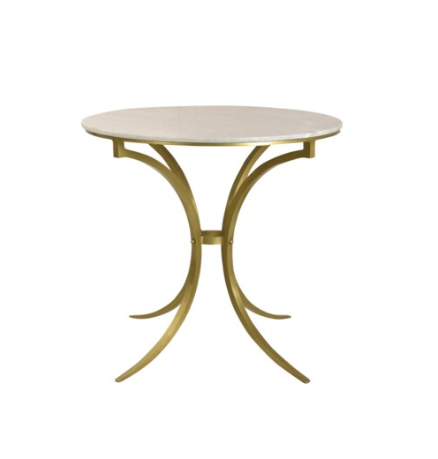 Antique Brass and White Marble Round Table