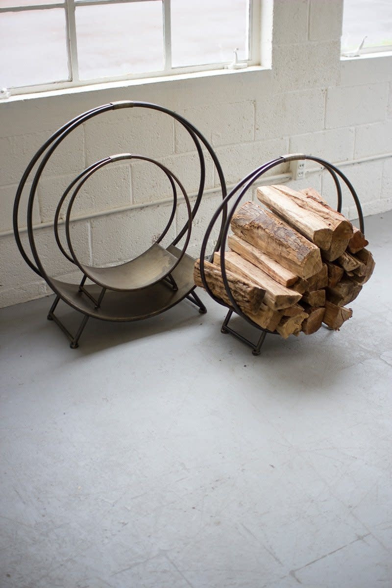 Set Of Three Metal Firewood Racks