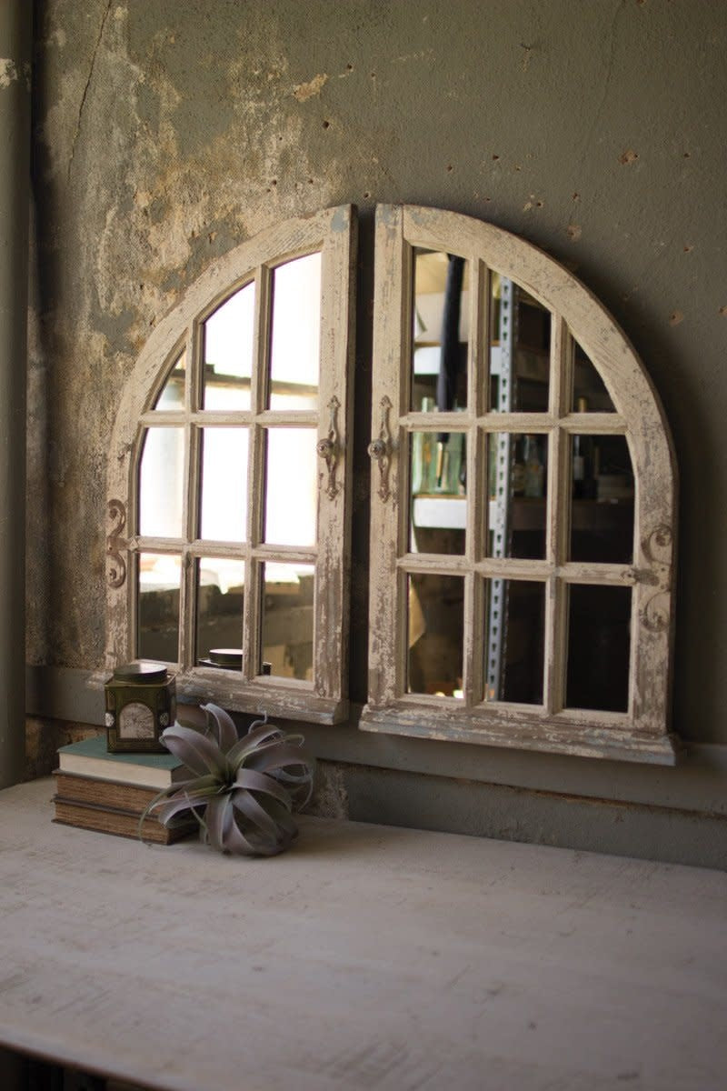 Set Of Two Arched Window Mirrors