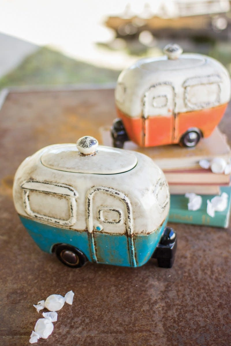 Set Of Two Ceramic Camper Canisters