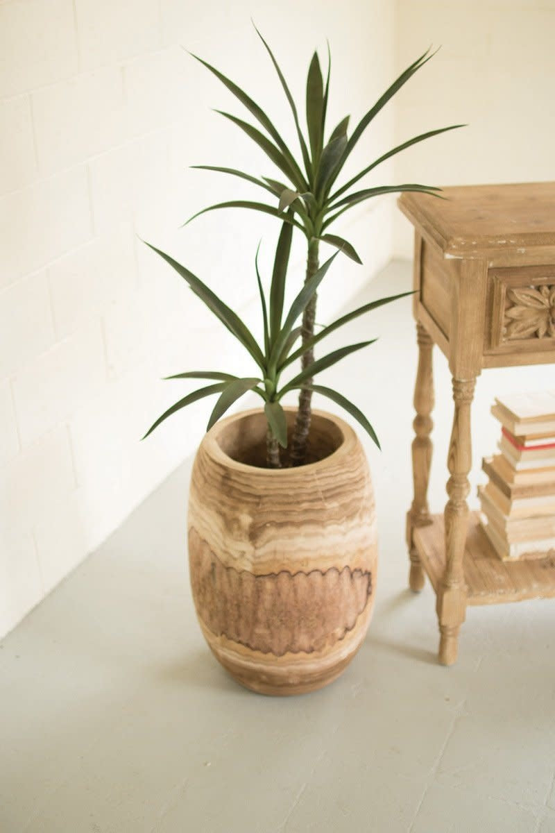 Giant Hand Carved Wooden Urn - 22"t