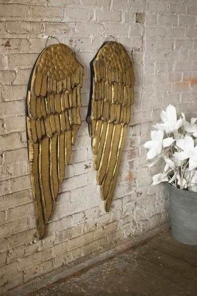 Set Of 2 Painted Wooden Angel Wings