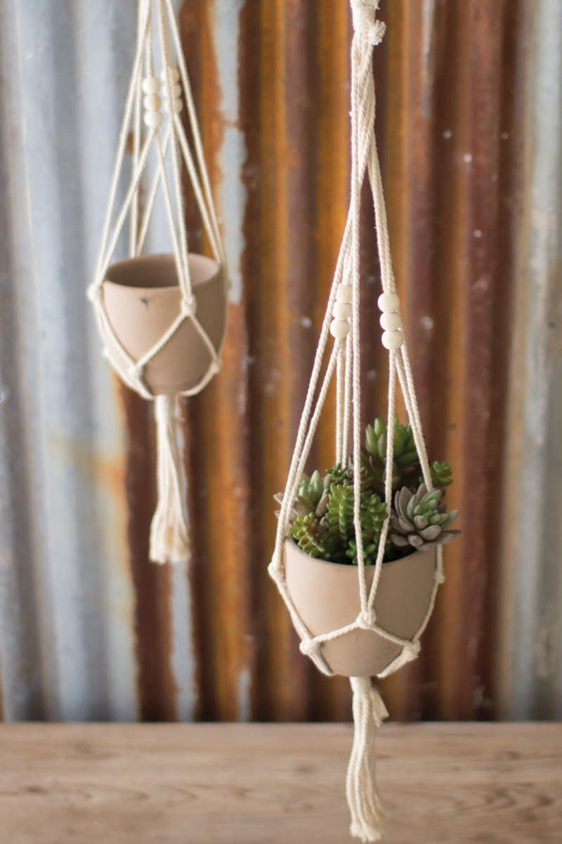 Cotton Macrame Hanger With Clay Pot