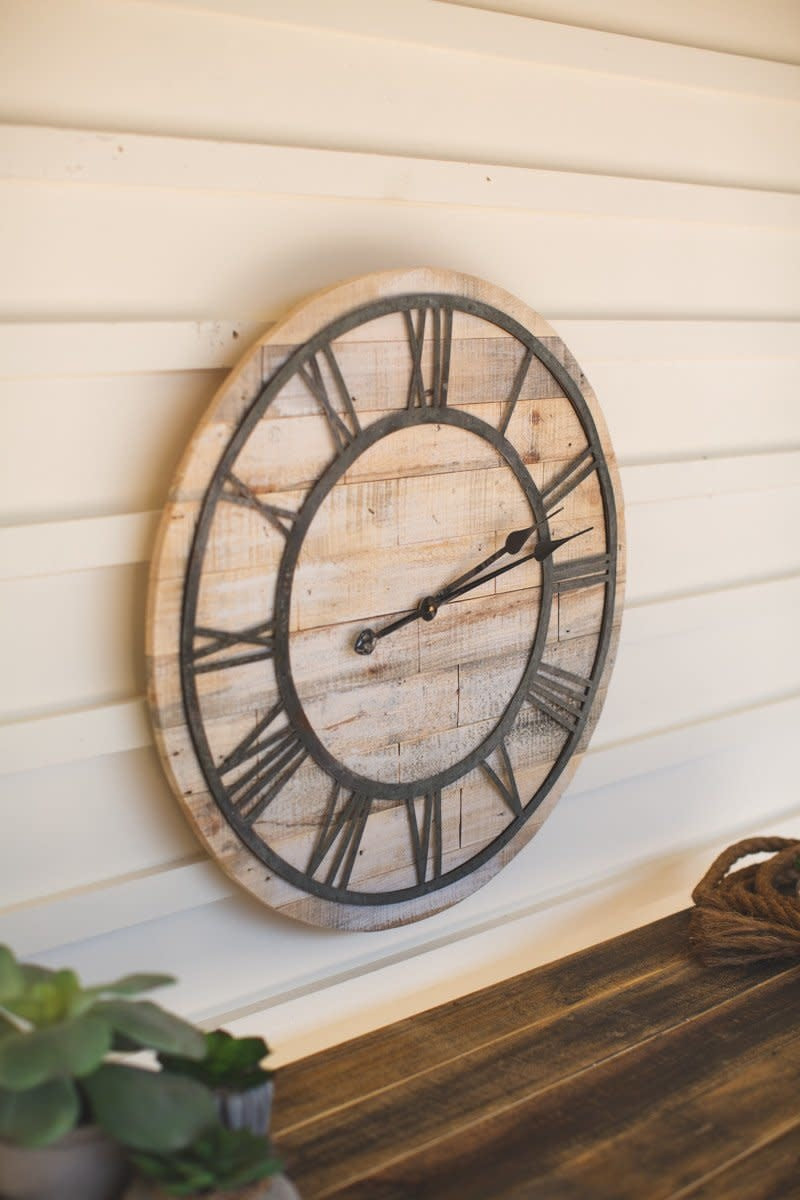 Wood And Metal Roman Numeral Clock