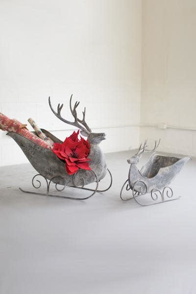 Set Of 2 Deer Sleighs