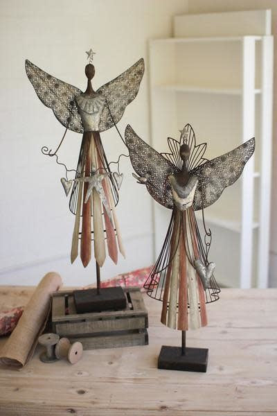 Set Of Two Galvanized Angels