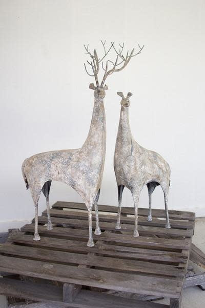 Set Of Two Metal Deer