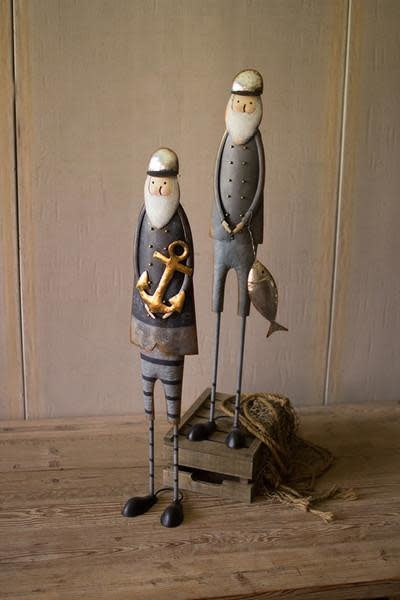 Set Of Two Painted Metal Fishermen