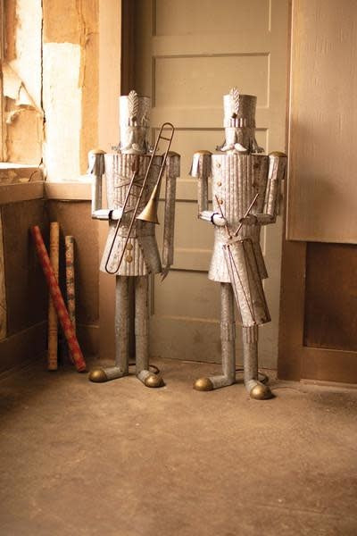 Set Of Two Life Size Tin Christmas Soldiers