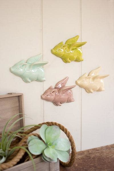 Set Of 4 Ceramic Flying Pigs
