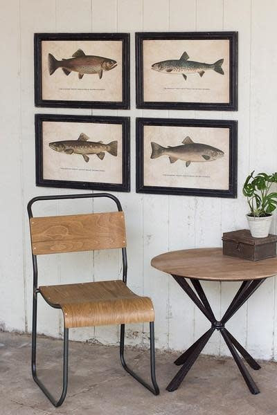 Set Of 4 Trout Prints Under Glass