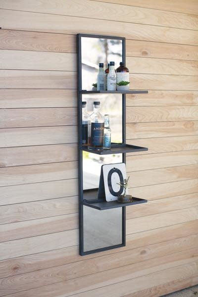 Tall Vertical Mirror With Metal Shelves