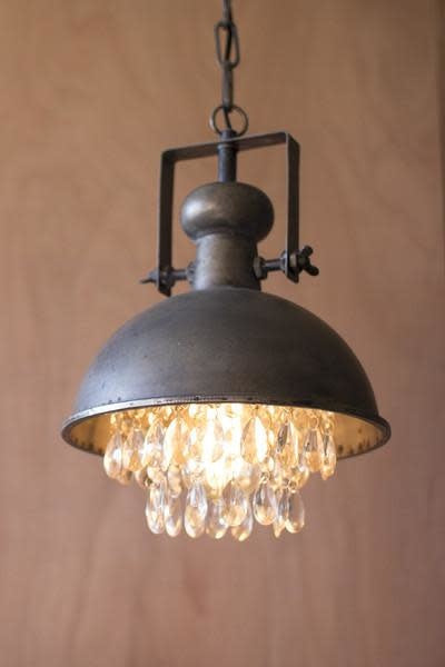 Metal Pendant Lamp With Hanging Gems