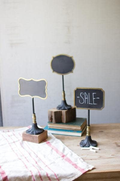 Set Of Three Chalk Boards On Stands - One Each Design