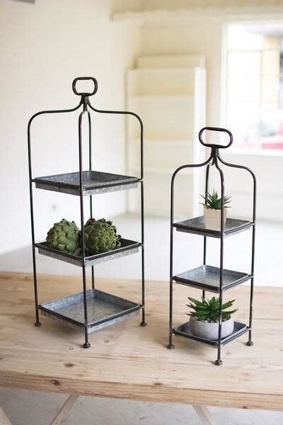 S/2 Tall Metal Display Stands W/ Galvanized Trays