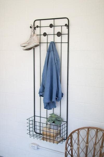Metal Wall Coat Rack With Storage Basket