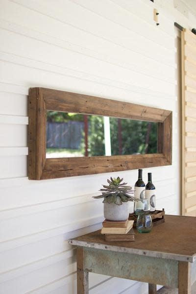 Long Rectangle Mirror With Recycled Wood Frame