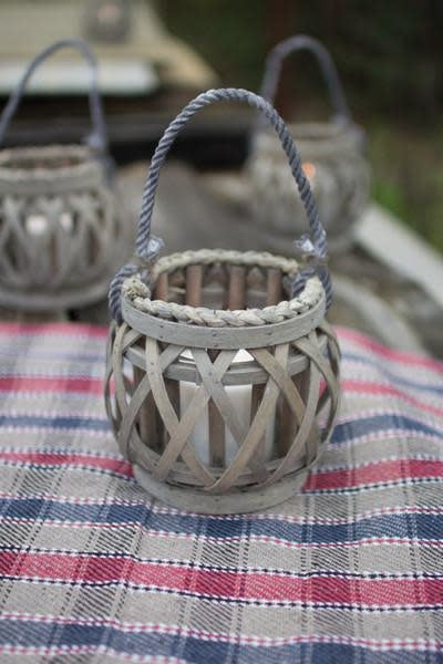 Grey Willow Votive Lantern With Glass