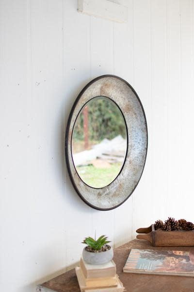 Round Natural Metal Mirror