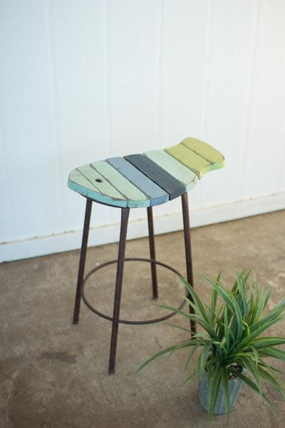 Painted Wood And Metal Fish Counter Stool
