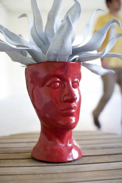 Ceramic Head Planter - Red
