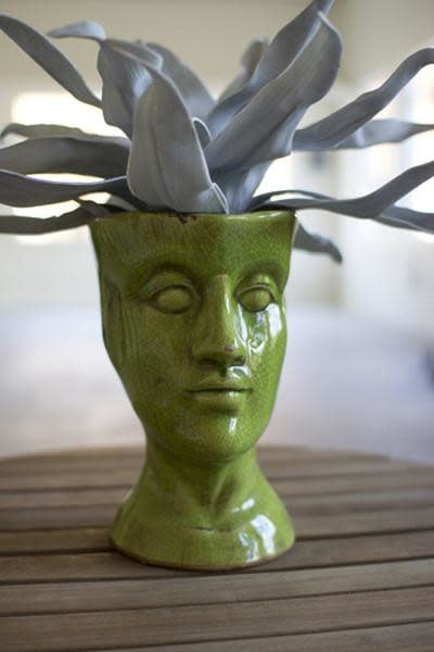 Ceramic Head Planter - Green