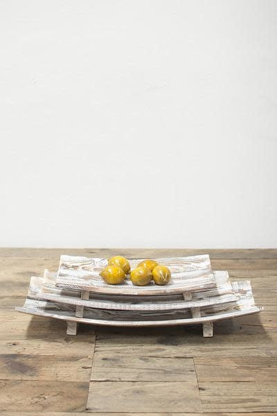 S Of 3 Rectangle Curved Wooden Bowls