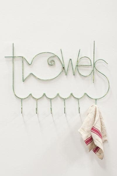 Turquoise Metal Fish Shaped Towel Rack