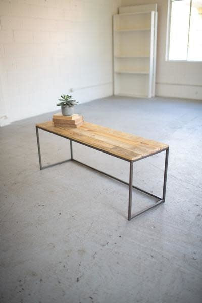 Iron And Recycled Wood Bench