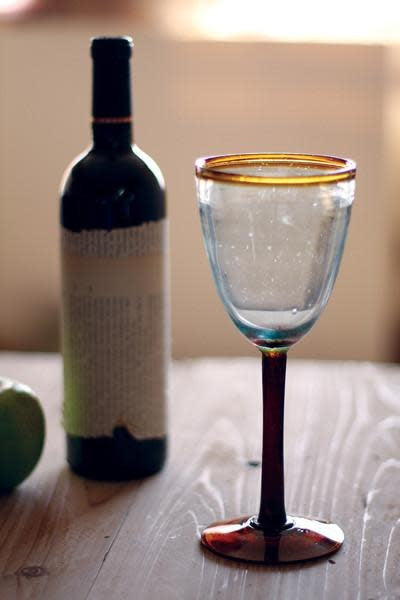 Eight Ounce Wine Glass With Amber Rim