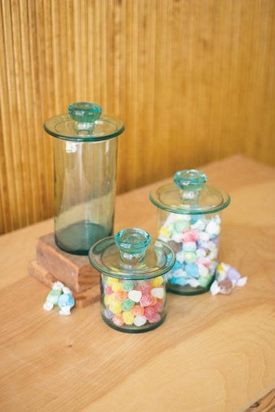 Set Of Three Recycled Glass Canisters - Clear