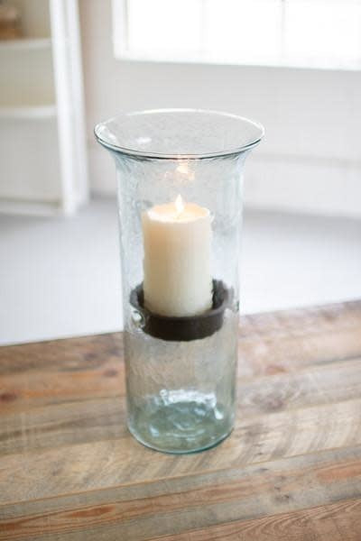 Mini Glass Candle Cylinders W Rustic Insert - Large