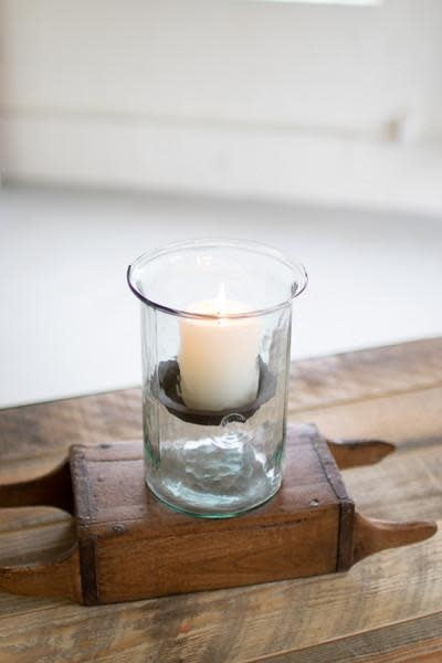 Mini Glass Candle Cylinders W Rustic Insert - Small