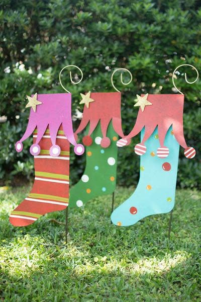 Set Of Three Christmas Yard Art - Stockings