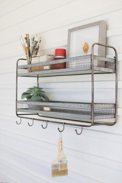 Double Wall Shelf With Coat Hooks