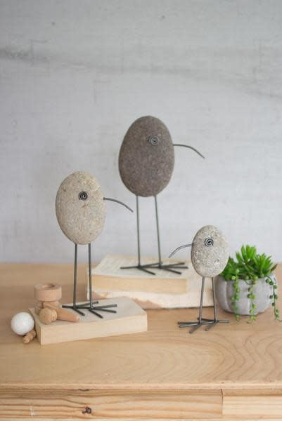 Set Of Three Rock And Wire Shore Birds