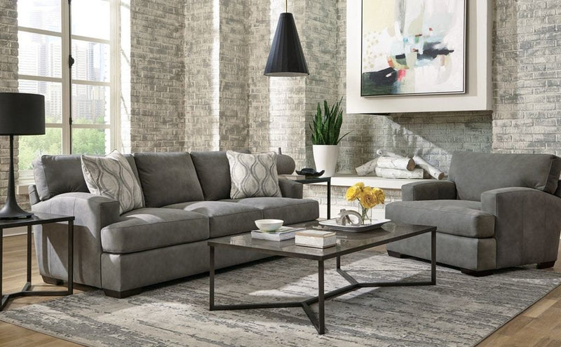 Redmond Leather Sofa- with Toss Pillows